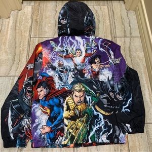 DC Justice League Tango Hotel hooded 'Villians & Heroes' Windbreaker Jacket